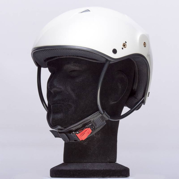 Horus Paramotor Helm weiß mit LUH-3, LOESCHER-Universal-Headset mit PTT, Schiebearm, Helmhalterung