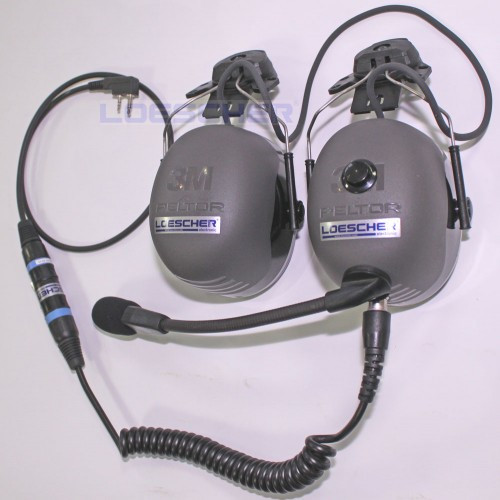 LUH-X LOESCHER-Universal-Headset mit PTT und Helmhalterung bis zu 43,5dB