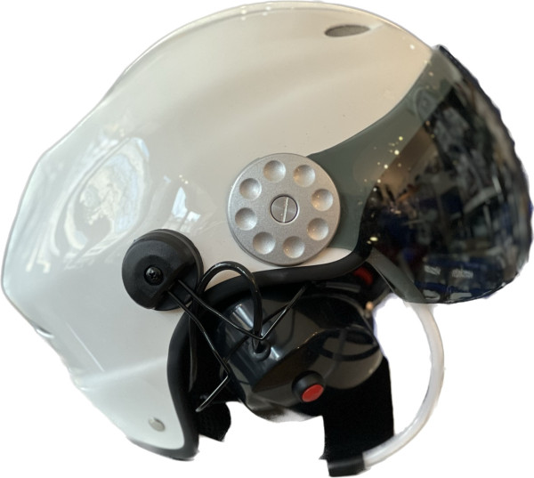 PPG Motorschirmhelm Weiß Glasfaser mit Standard Headset und Visir