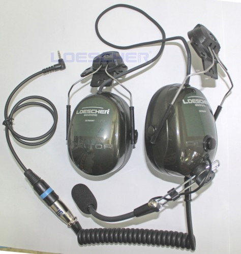 LUH-3 LOESCHER-Universal-Headset mit PTT Schiebearm Helmhalterung